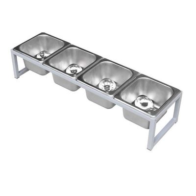 LIUWOPA Stainless Steel Pizza Topping Station with Removable Containers, Buffet Countertop Holder for Salad Bars and Grill Tables, 65.5 x 18.5 x 13.5 cm, Ideal for Parties and Catering