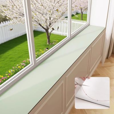WhamtL Cut-to-Size Diatomaceous Earth Window Sill Mat, Non-Slip, Absorbent, Scratch-Resistant Cushion, Green, 100 x 25 cm (39 x 10 in)