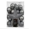 Kaemingk 33-Piece Plastic Christmas Ornament Set with Star Tree Topper, Soft Gray view 1