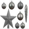 Kaemingk 33-Piece Plastic Christmas Ornament Set with Star Tree Topper, Soft Gray view 2