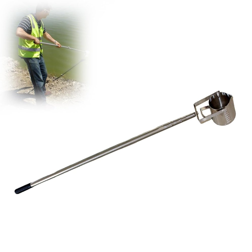 Telescopic Water Sampler, 500/1000 mL Stainless Steel 304 Swing-Cup Dipper (1.17–4 m/3.8–13.1 ft, 1000 mL)