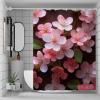 Pink Flower Shower Curtain 200 x 200 cm, Waterproof Polyester, 12 Hooks view 2