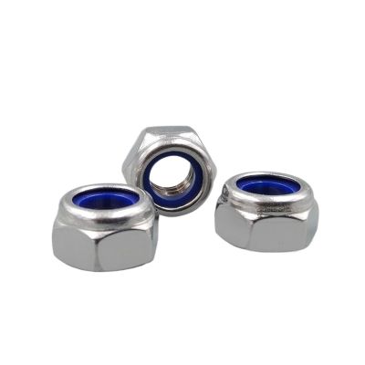 DeVow DIN 985 Left-Hand Thread Nylon Lock Nuts M14×2.0, A2 Stainless Steel, 4-Pack