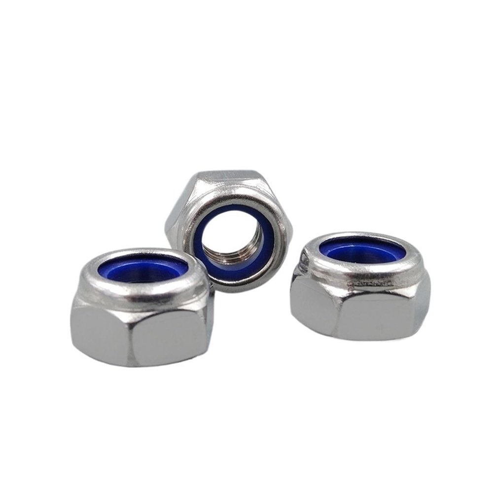 DeVow DIN 985 Left-Hand Thread Nylon Lock Nuts M14×2.0, A2 Stainless Steel, 4-Pack