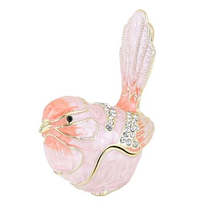 FUNNETOYU Portable Vintage Jewelry Box with Enamel Bird Motif