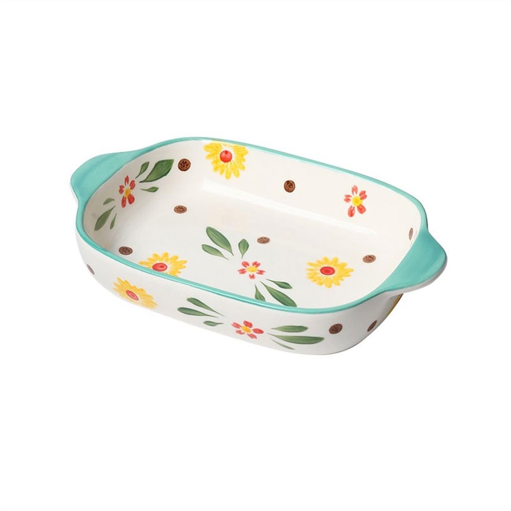 FZL02068LM Home Rectangular Ceramic Lasagna Baking Dish with Handles, Light Green