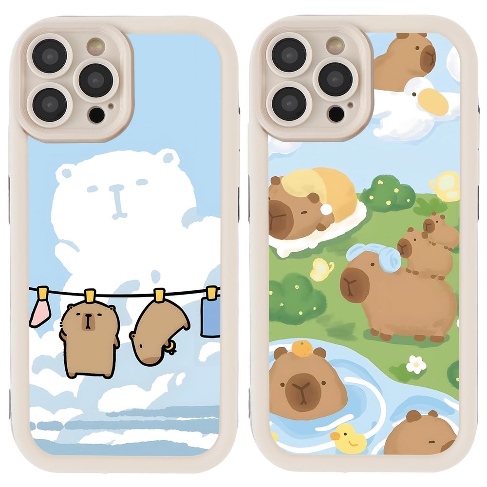 Stradvnaly 2-Pack Cases for Samsung Galaxy S24 FE 6.7", Cute Capybara Cartoon Silicone TPU Covers