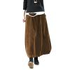 Generic 2025 Women's Winter Corduroy Midi Skirt, Elastic-Waist A-Line Pleated Skirt with Shoulder Bag (Coffee, M) view 1