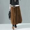 Generic 2025 Women's Winter Corduroy Midi Skirt, Elastic-Waist A-Line Pleated Skirt with Shoulder Bag (Coffee, M) view 2