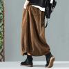 Generic 2025 Women's Winter Corduroy Midi Skirt, Elastic-Waist A-Line Pleated Skirt with Shoulder Bag (Coffee, M) view 4