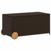 Hommdiy Garden Storage Box, Waterproof Poly Rattan Cushion Box with Wheels, Brown, 190 L view 1