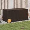 Hommdiy Garden Storage Box, Waterproof Poly Rattan Cushion Box with Wheels, Brown, 190 L view 2