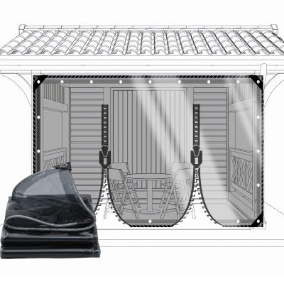 CAQXAQP Transparent PVC Tarp 1.8 x 3.4 m, 0.5 mm, 600 g/m², with Zipper
