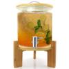 LYXXW 2-Gallon Glass Beverage Dispenser with Spigot, Bamboo Lid and Stand, 3 L view 1