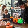 Halloween Candy Bowls with Metal Rack, Witch Cauldron Design view 3