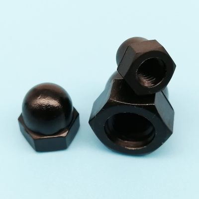 DIN 1587 Nylon Hex Cap Nuts, M3–M16, Black/White, 5/10/50 pcs