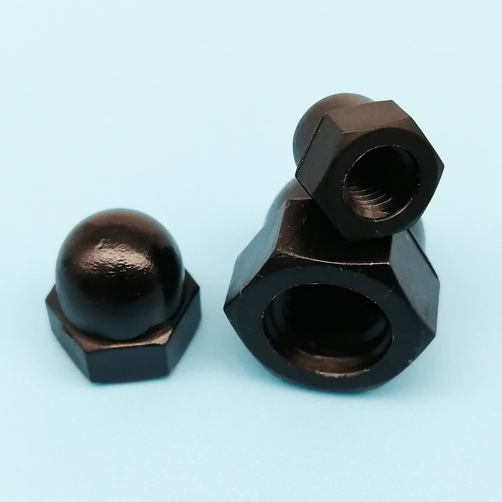 DIN 1587 Nylon Hex Cap Nuts, M3–M16, Black/White, 5/10/50 pcs