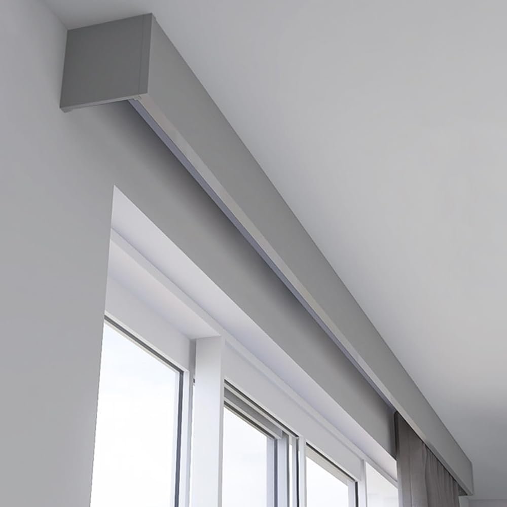 3-in-1 Curtain Track with Valance, Adjustable, Gray, 1 m