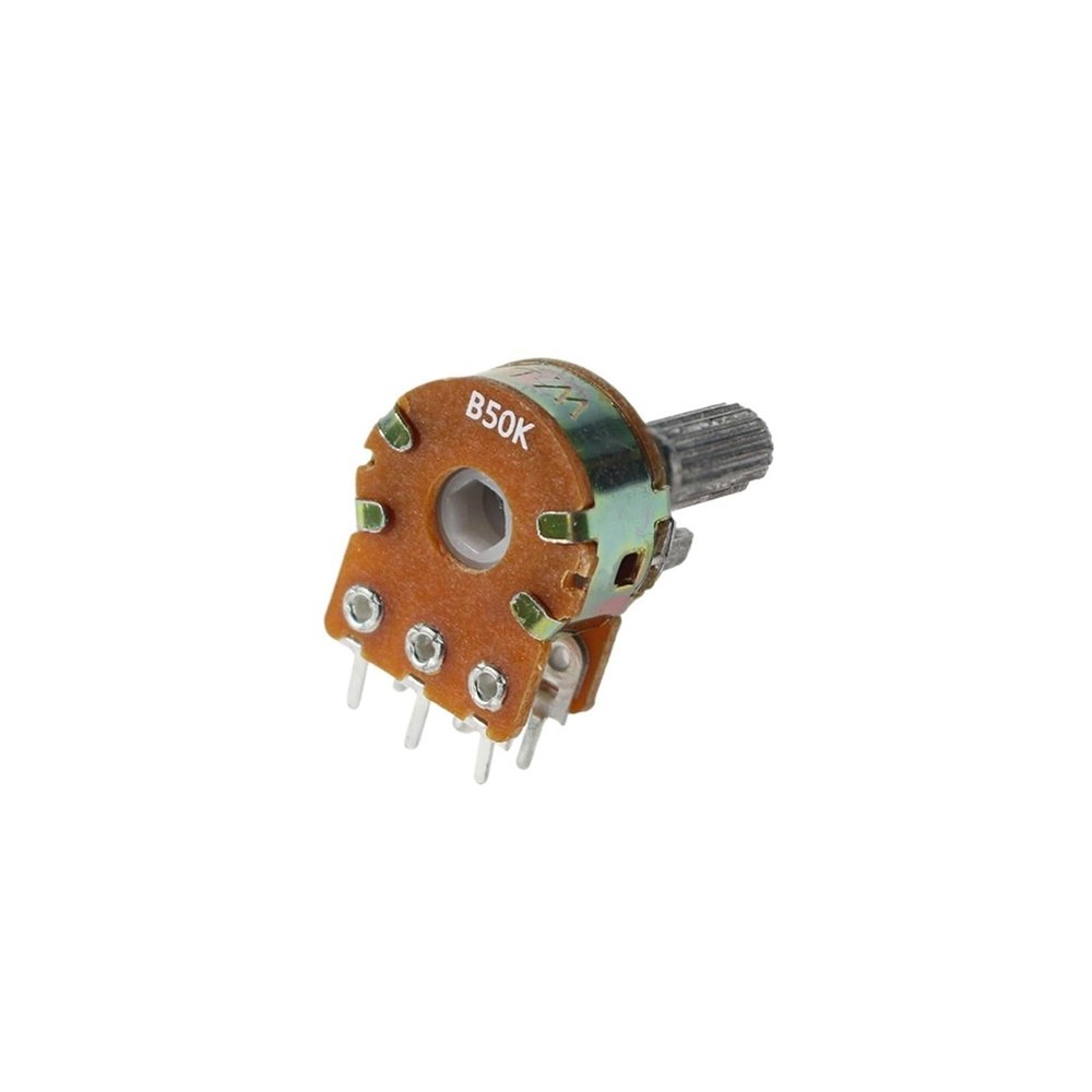 10-Piece WH148 B1K–B500K Linear Potentiometer Kit, 6-Pin, 20 mm Shaft, with Nuts and Washers (250K Ohm)