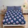 Soft Microfiber Fitted Sheet, Simple Football 3D Print, Non-Slip, 30 cm Deep Pocket, 140 x 200 cm, Dark Blue view 1