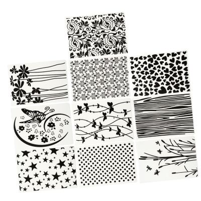 SHINEOFI 10-Piece Plastic Embossing Stencils for Scrapbooking and DIY Crafts