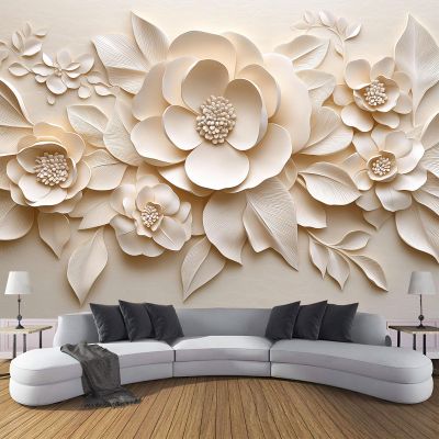 3D Floral Leaves Photo Wallpaper, Non-Woven, 200 x 140 cm
