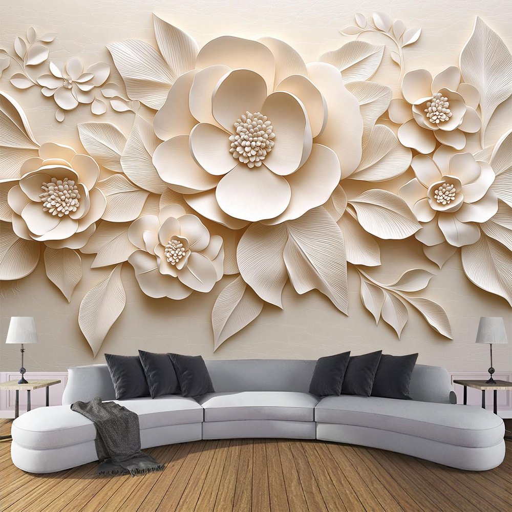 3D Floral Leaves Photo Wallpaper, Non-Woven, 200 x 140 cm