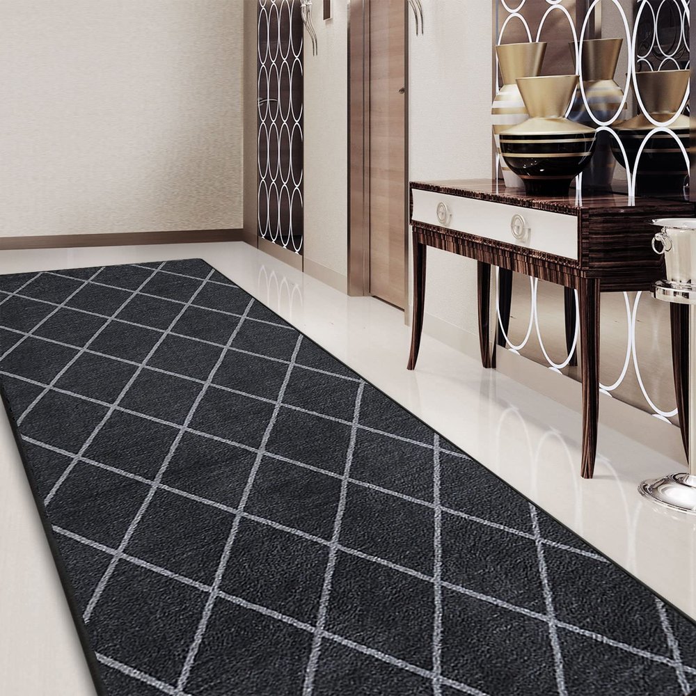 casa pura Cosenza Patterned Runner Rug, Black (80 x 400 cm)