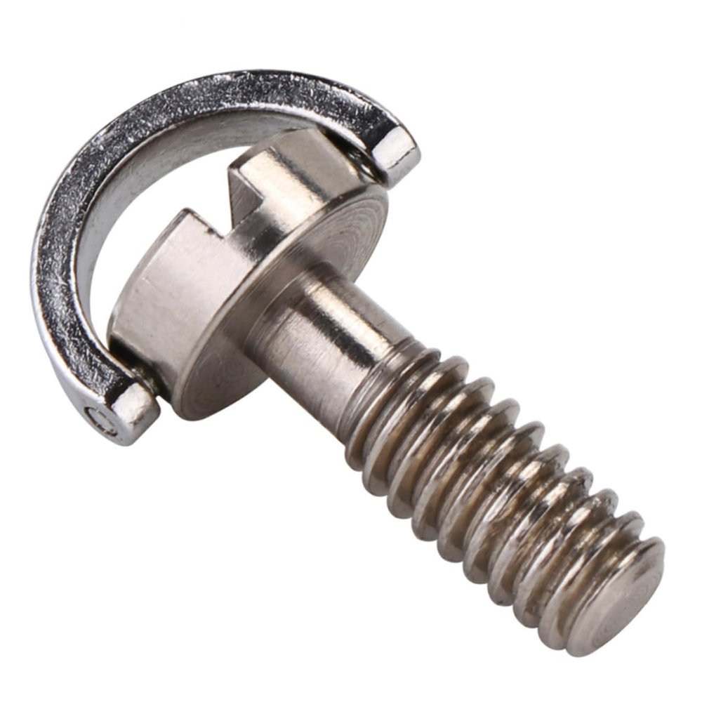 Stainless Steel D-Ring Screw, 1/4-Inch, Silver, 2-Pack