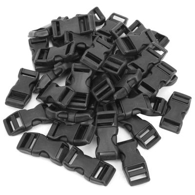 Segrehy 40-Pack Side-Release Buckles, Black Plastic, 4.6 x 2.2 cm