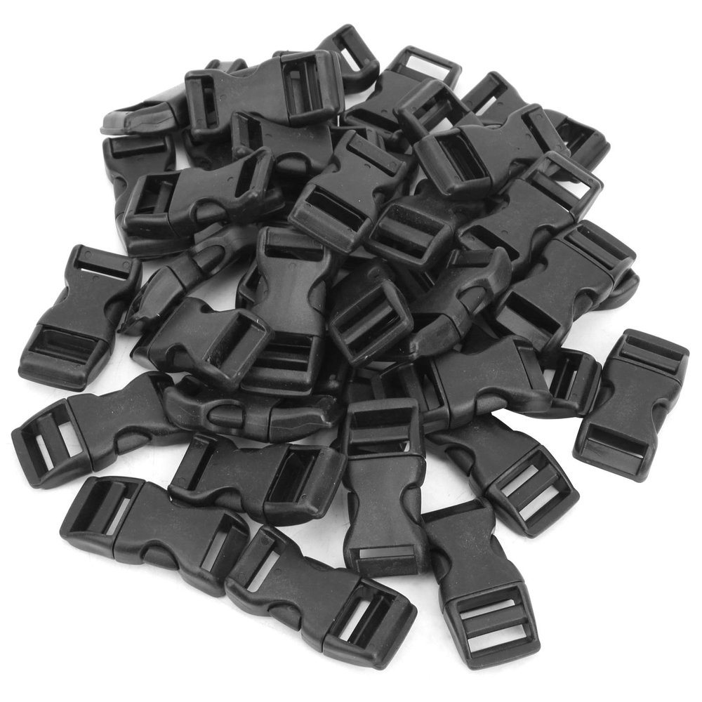Segrehy 40-Pack Side-Release Buckles, Black Plastic, 4.6 x 2.2 cm