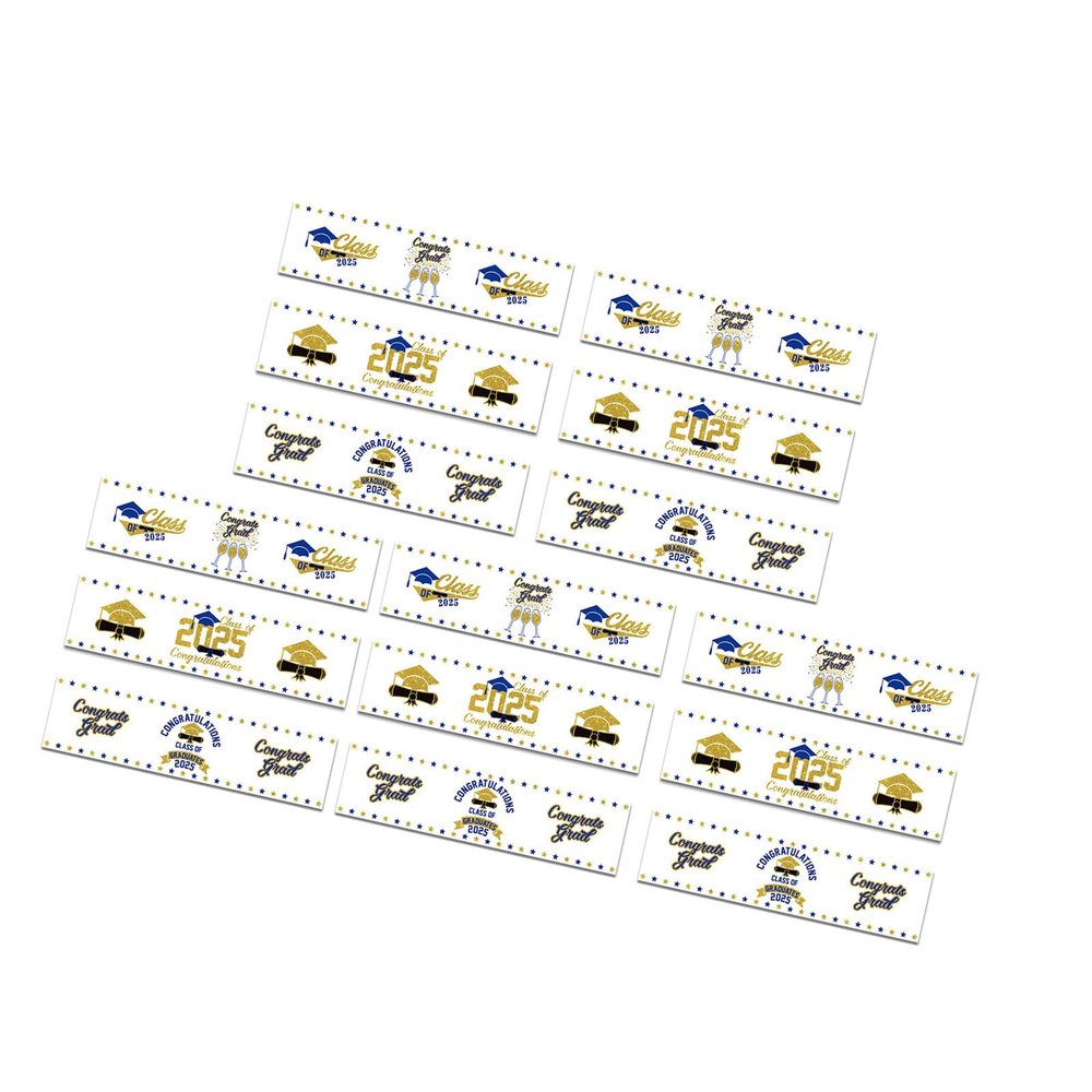 LAIOUSN 15-Piece Graduation Bottle Stickers, Waterproof Party Decorations
