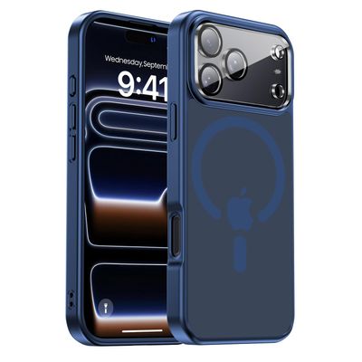 Yzoiko Strong Magnetic Case for iPhone 17 Pro with Camera Lens Protector, MagSafe Compatible, Shockproof, Slim, Dark Blue