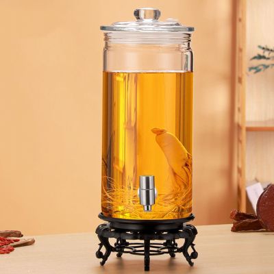 1.5 L, 2 to 15 L Glass Beverage Dispenser with Stainless Steel Tap and Lids