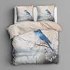 zcwl Bluebird Reversible Duvet Cover Set, 135 x 200 cm, 2-Piece Floral Bird Bedding with 80 x 80 cm Pillowcase view 2