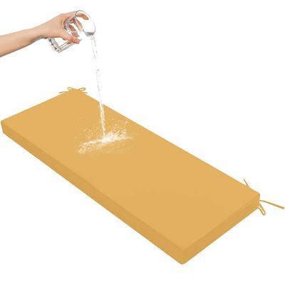 Waterproof Bench Cushion, 3 cm Thick, Non-Slip, Yellow, 110 x 50 x 3 cm