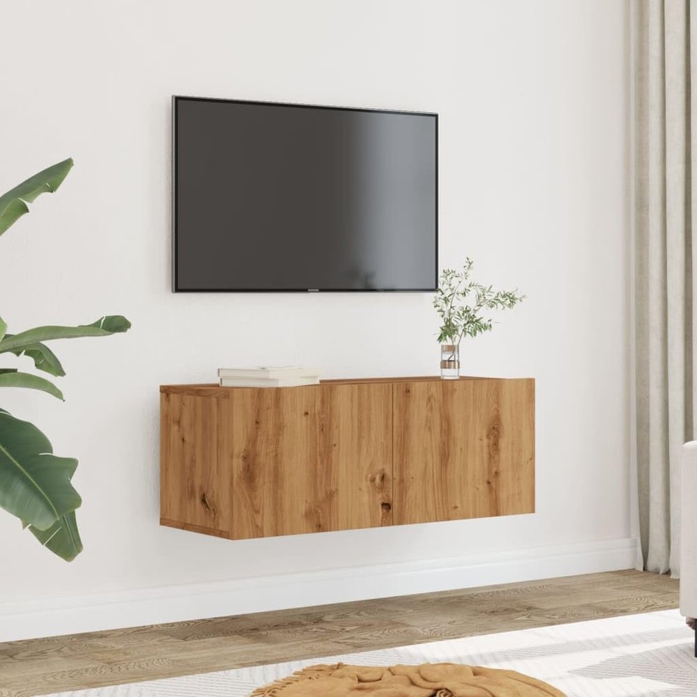 ROMHZKS 2-Piece TV Wall Cabinets, Artisan Oak, 80 x 30 x 30 cm