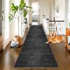 TEHWDAIYOU Runner Rug for Hallway, 90 x 220 cm, Washable, Non-Slip, Black view 2