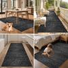 TEHWDAIYOU Runner Rug for Hallway, 90 x 220 cm, Washable, Non-Slip, Black view 4