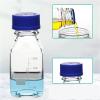 Reagent Bottle with Blue Cap, Wide Mouth, Graduated Glass, 100 mL view 2