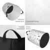 Round Foldable Laundry Basket with Polka-Dot Pattern, Handles, Pink/Gray/White view 4