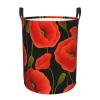 Foldable Round Laundry Basket with Poppy Print view 1