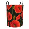 Foldable Round Laundry Basket with Poppy Print view 2