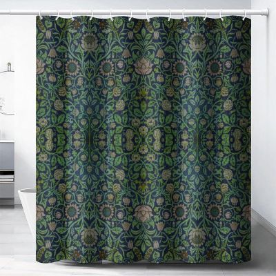 AUWUUA William Morris Floral Shower Curtain, 160 x 170 cm