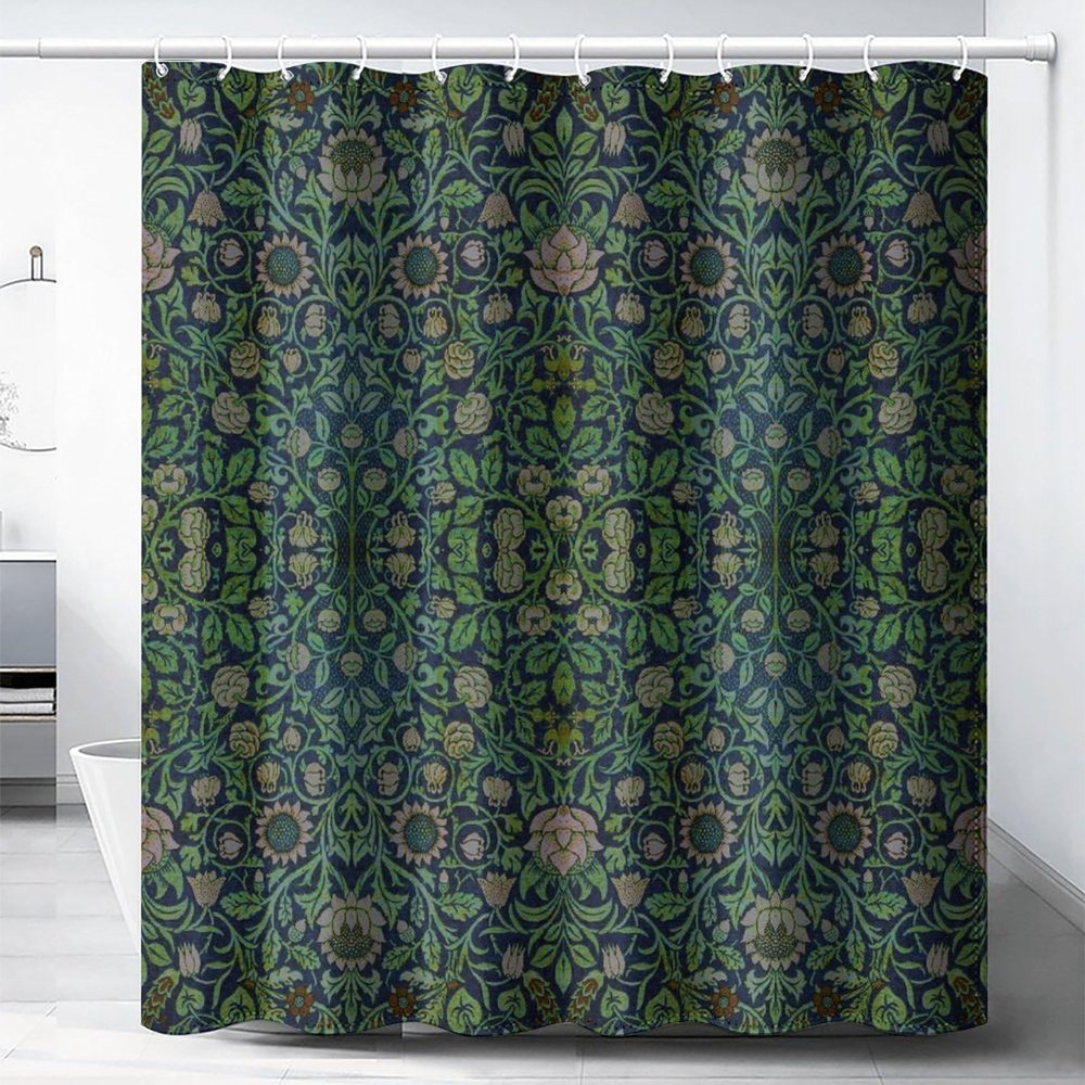 AUWUUA William Morris Floral Shower Curtain, 160 x 170 cm