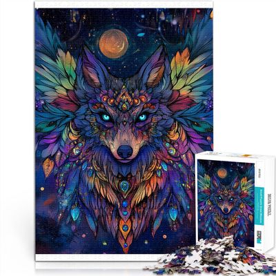 1000-Piece Puzzle for Adults, Colorful Wolf, Cardboard, Ages 14+, Family Game and Gift Idea, 26 x 38 cm / 10.2 x 14.9 in