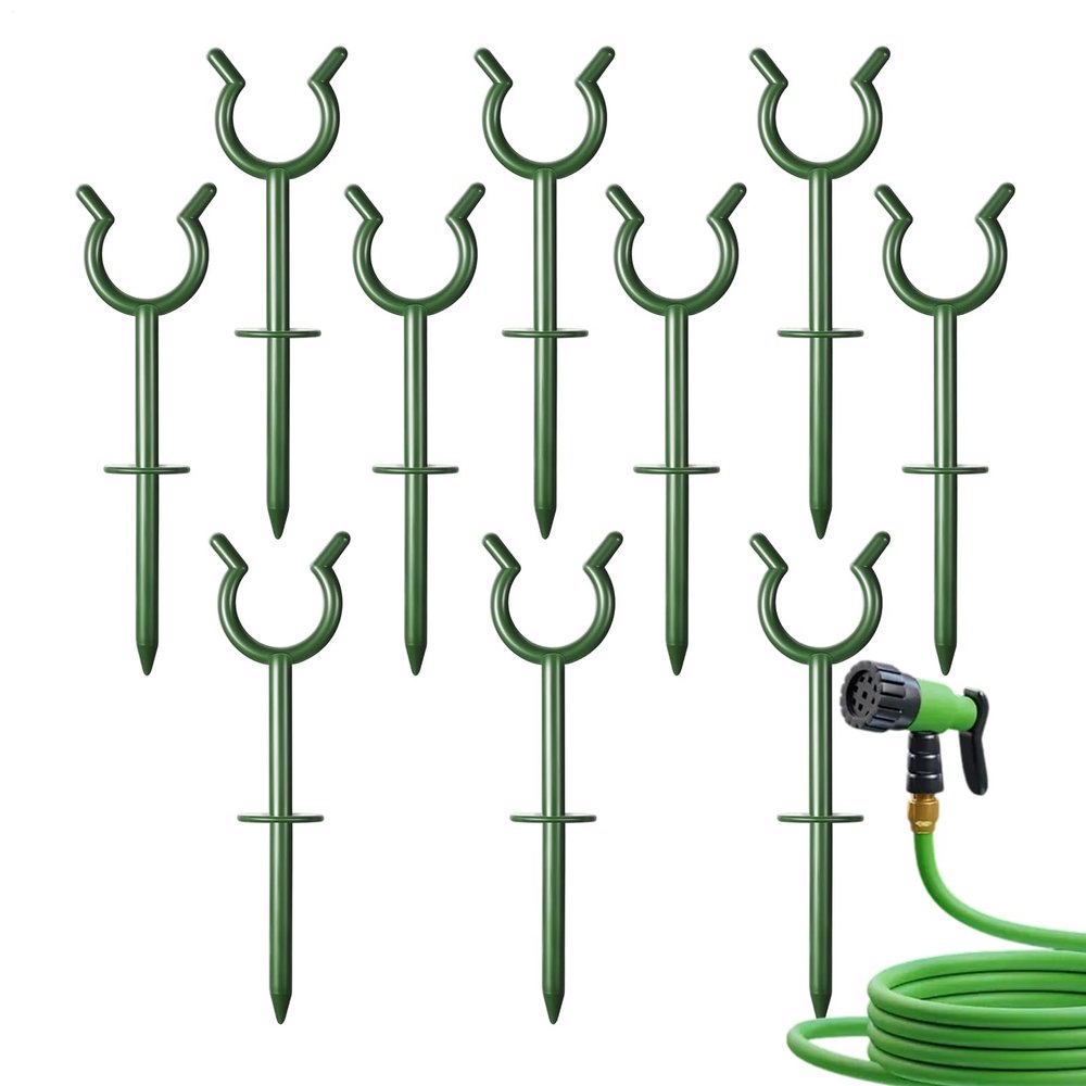 Green Hose Guides, 19 x 3.8 cm, Garden Stakes for Holiday Lights and Irrigation