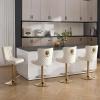 Orirsnug Velvet Bar Stools Set of 4, Height Adjustable, Gold and White view 1
