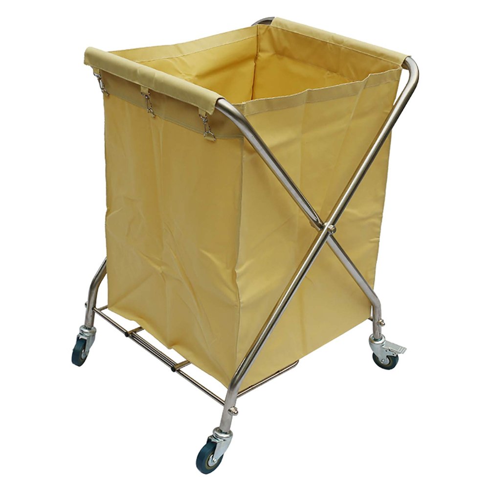 Sturdy Foldable Laundry Basket with Locking Wheels, Stainless Steel Cleaning Basket, Removable Design, 4 Compartments