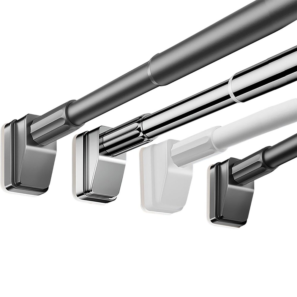 40–500 cm No-Drill Tension Curtain Rod, 33 mm Telescoping Rod, Stainless Steel, 410–500 cm